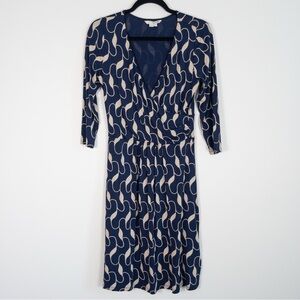 Boden Navy and Cream Midi Dress